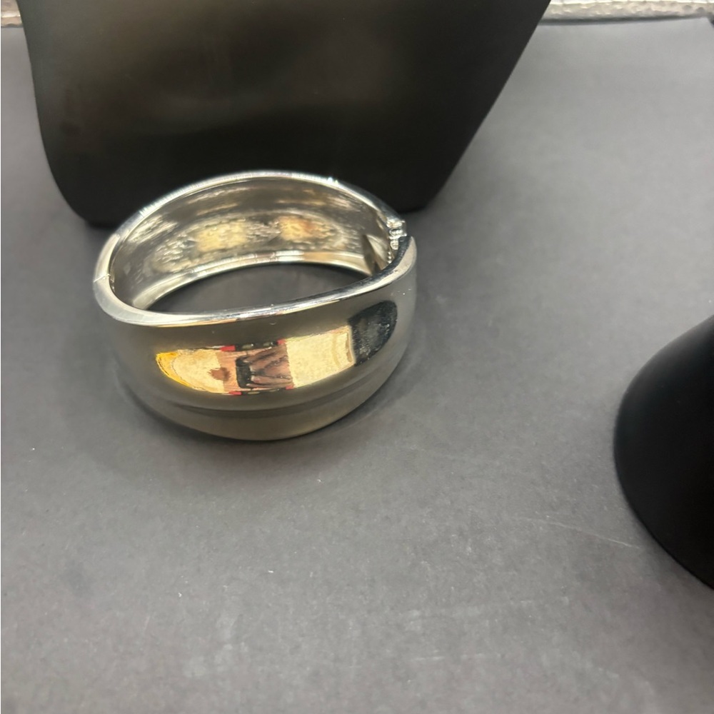 Silver Statement Thick Bangle - image 3